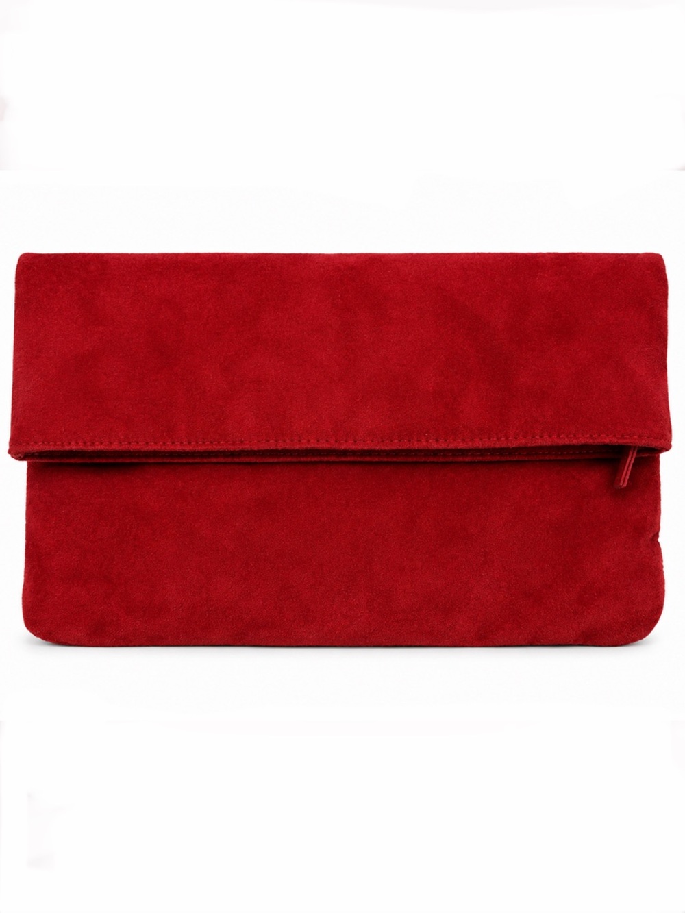 Red faux Suede Fold-Over Clutch